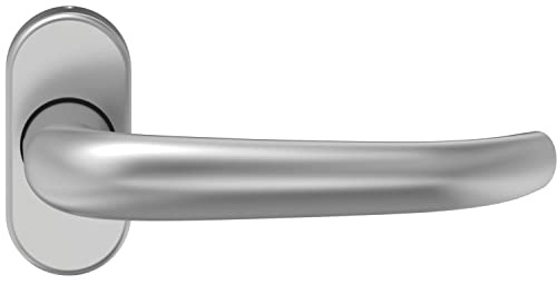 ECO D 410 FS Drückerlochteil (Türklinke) auf ovaler Rosette, Türgriff für Brandschutztüren, Aluminium silber eloxiert