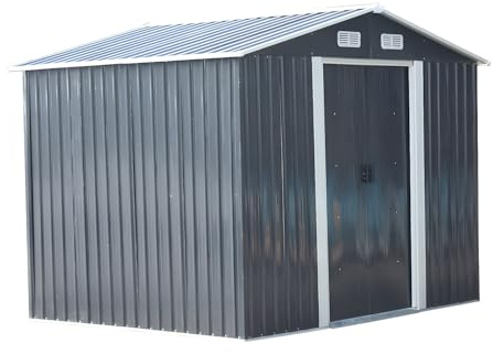 Vente-unique - Abri de Jardin métal en Acier galvanisé Gris 5,2 m² - MANSO