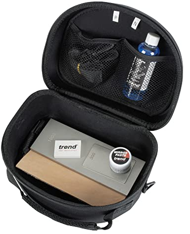 Trend Whetstone/Credit Card Sharpening Set: Diamond Sharpening Stone, Diamond Credit Card Stone, Leather Strop, Lapping Fluid, Mirror Paste & Storage Case, DWS/KIT/J