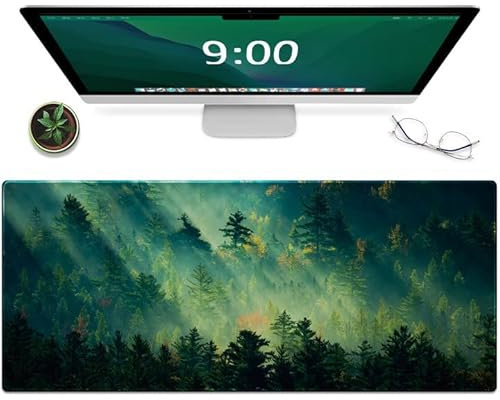 Galdas Mouse Pad,Office Desk Mat Large Gaming Keyboard Pad Durable Stitched Edges Washable Smooth Surface Control & Accuracy Extended Computer Mouse Mat (31.5X11.8In)-Green Forest…