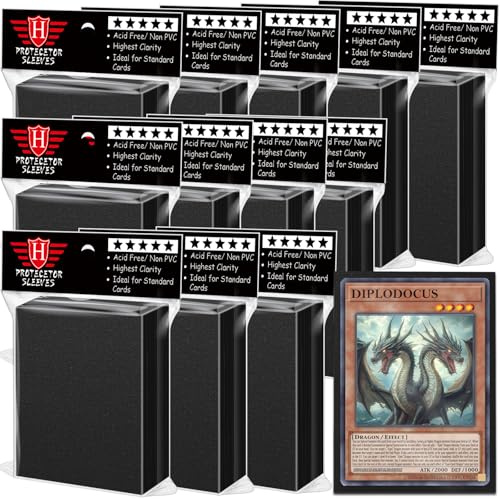 1200 Stück schwarze Kartenhüllen Toploader für Sammelkarten, weiche, transparente Karten-Schutzhüllen, Deck-Kartenschutz, passend für Baseballkarten, Sportkarten, Yugioh Kartenspiel, Standardkarten