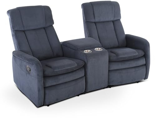Raburg Maxx Fernsehsessel, 2 Personen Mikrofaser, Liegefunktion, Marineblau | manuelle Relaxfunktion, Taschenfederkern, Getränkehalter, Easy-Lift, Belastbarkeit ca. 150 kg, für 2 Personen
