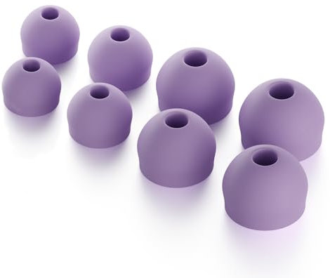 CURVD Lot de 4 paires d'embouts de rechange en silicone souple et flexible pour bouchons d'oreille, écouteurs et écouteurs XS/S/M/L Violet