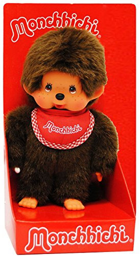 alles-meine.de GmbH XXL - Monchhichi - Junge mit rotem Lätzchen - 45 cm - Kuscheltier/Plüschtier - Monchichi - groß - AFFE - Stoffpuppe/Kuschelpuppe - XL Plüschpuppe - Ba..