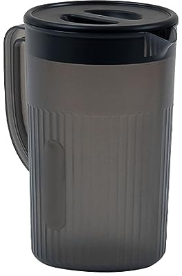 Pichet en Plastique de 2,7 L avec Couvercle, Grande capacit¨¦, R¨¦sistant aux Hautes Temp¨¦ratures, pour L'apparence Exquise du th¨¦ au Jus (Noir)