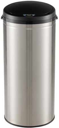 COSTWAY 30L Automatic Kitchen Bin, Touchless Motion Sensor Bin with Infrared Technology & Soft Closure Lid, Anti-Fingerprint Stainless Steel Smart Garbage Trash Can for Home Bathroom Office