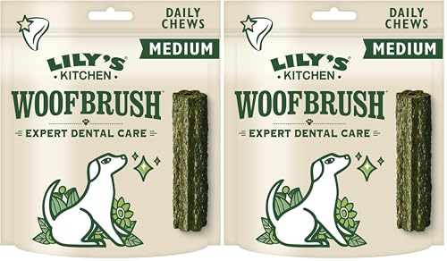 Lily’s Kitchen Natürliche Woofbrush Zahnkauartikel für mittelgroße Hunde, 7er-Packung (7 x 28 g) (Packung mit 2)