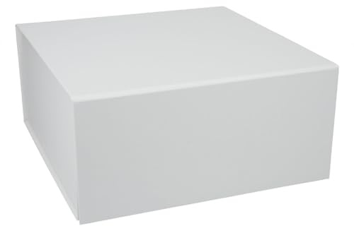 ideas in boxes Premium Geschenkbox mit Deckel, faltbar, Geschenkkarton, Magnetbox, Geschenkverpackung für Weihnachten & Geburtstag, Magnetfaltbox, Weiß matt, 22x22x10cm