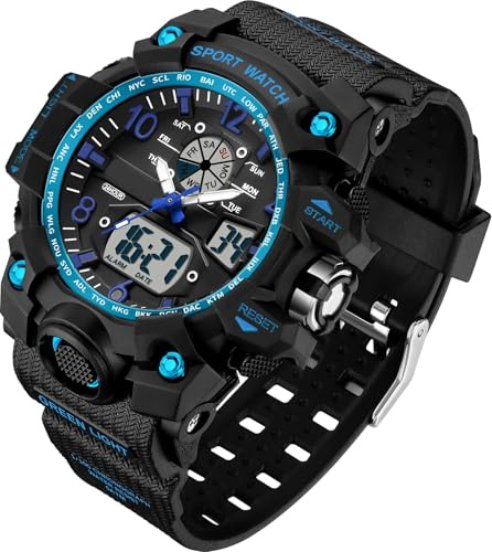 findtime Digitale Armbanduhr Damen Sportlich 5ATM Wasserdicht Militär Uhr Kinder Digitaluhr für Jungen Mädchen Analog Digital Sportuhr LED Multifunktions Damenuhr mit Wecker Datum Stoppuhr Outdoor