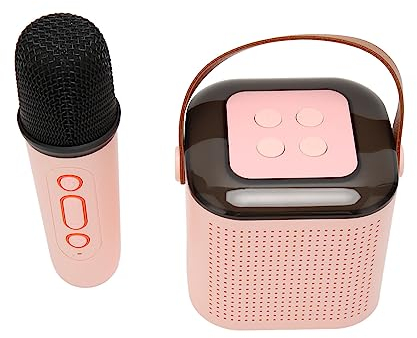 Karaoke-Maschine, Stereo, Tragbar, RGB-Licht, Unterstützt Speicherkarte, Lautsprecher, Mikrofon-Set für Party (#2)