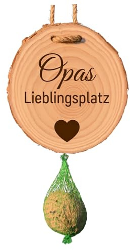 DwieDeko Meisenknödelhalter mit Gravur „Opas Lieblingsplatz“, liebevolles Opa Geschenk für Garten & Balkon