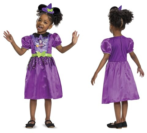 Disney Spooky Witch Minnie Mouse Fancy Dress for Kids & Toddlers, Official by Disguise, Adorable Witch Design Perfect for Halloween, Includes Witch Hat Minnie Headband, For 3-4 Years