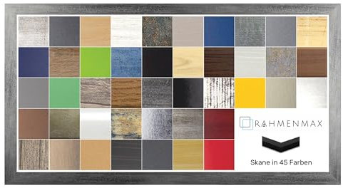 RahmenMax Skane Bilderrahmen Posterrahmen Puzzlerahmen 20x60 cm Grau Gewischt 60x20 cm mit weisser Rückwand und klarem Acrylglas