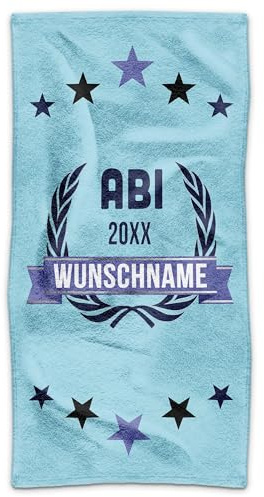 Print Royal PR Personalisiertes Handtuch - ABI mit Name und Jahr selbst gestalten - Abitur bestanden Geschenke, ABI Abschlussgeschenk | Fotohandtuch 140 x 70 cm
