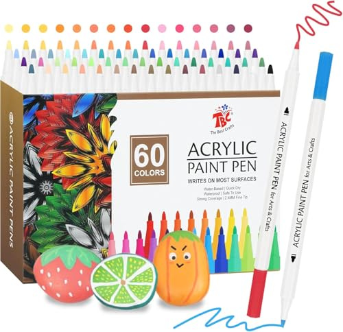TBC The Best Crafts Stylo de peinture acrylique (60 couleurs)