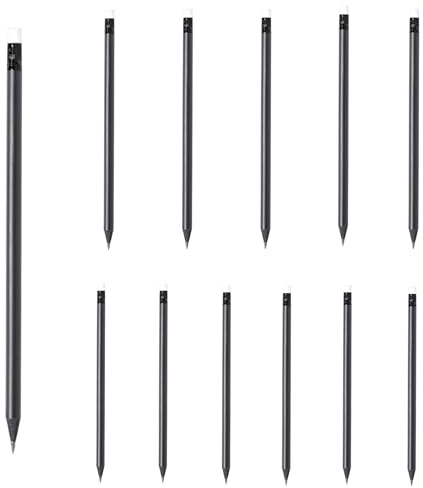 10 Stück matt schwarze Bleistifte Holzbleistifte Black Edition mit farbigem Radiergummi Härtegrad HB, vorgespitzt, 19 cm Länge Sparpack Nachhaltig in acht zu Ihrer Hausfarbe passenden Farben (Weiss)