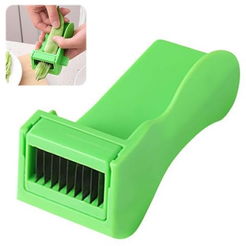 Bean Slicer Cutter, Stainless Steel Bean Cutter, Green Beans String Bean Slicer, Kitchen Peeler Grater, Fruit Beans Cutting Tool for Kitchen Gadgets ﻿ (Green)
