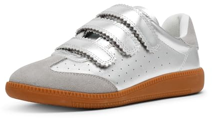 Steve Madden Women's Momentum Silver Sneaker, 6