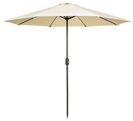 2,7 m großer Outdoor-Terrassenschirm mit Kurbel, 8 Rippen, Eisenstange, Beige, Gartenschirm für Pool und Tisch, Outdoor-Sonnenschutz, Marktschirm