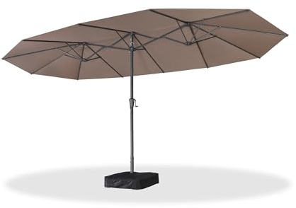 PURPLE LEAF Sonnenschirm 455 × 270 cm Doppelsonnenschirm UV Schutz, Taupe