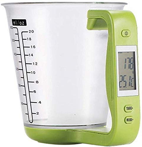 MRKU Báscula de Cocina con Taza medidora, Vaso medidor Digital, balanza electrónica Libra con Pantalla LCD, Herramienta de medición de Temperatura