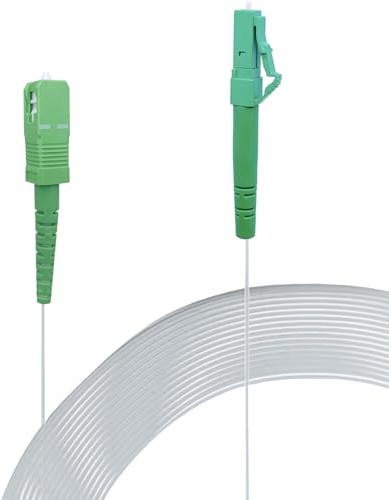 Elfcam® - 15 m Cavo in fibra ottica SC/APC a LC/APC invisibile/trasparente, fibra ottica monomodale 125µm OS2, guaina in nylon trasparente, invisibile e facile da applicare, 15 metri