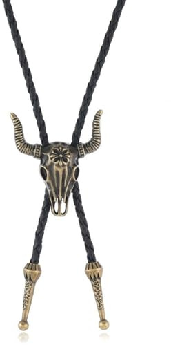 Cowboy Bolo Tie,Cowboy Kostüm Herren Halskette Accessoires,Leder Krawatte Cowboy Schädel,Krawatten Anhänger Kette Deko,für Westernhemd Herren,Cowboy Hemd Herren,Western Hemd,Western Outfit Damen
