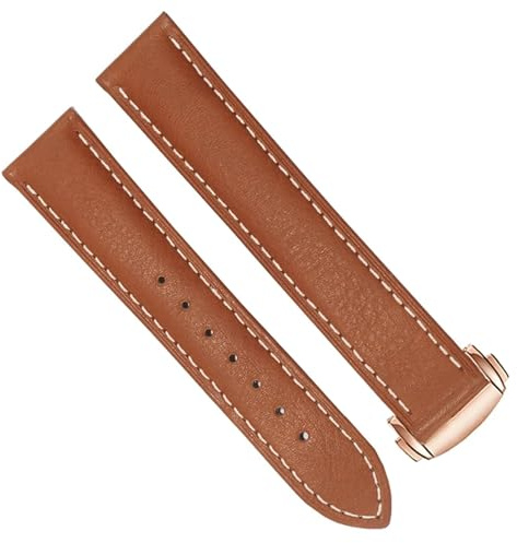 SRDRK Echtes Lederarmband für Omega 300/150, Schwarzbraun, Uhrenarmband, Faltschließe, Zubehör, Handgelenkschlaufe(Light brown B,20mm)