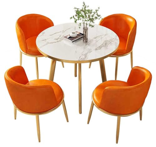 Stilvolles, rundes Besprechungstisch und Stuhl-Set für Büro, platzsparendes Design, ideal für Geschäftstreffen und Lernsitzungen (1 Tisch, 4 Stühle)