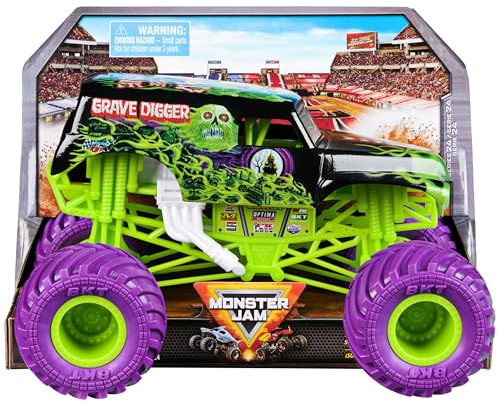 Monster Jam, Official Grave Digger Monster Truck, Collector Die-Cast Vehicle, 1:24 Scale, Kids’ Toys for Boys and Girls Aged 3 and up