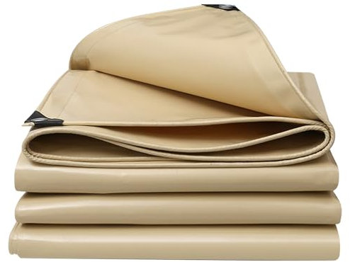 Telone resistente beige 500 g/m², telone multiuso con occhielli, per legno e materiali da costruzione per auto, 3 x 4 m