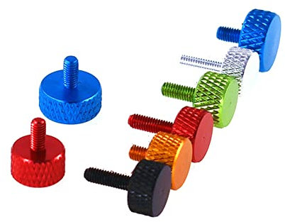 Handdrehschraube, 10 Stück Rändelkopf, bunte Aluminium-Rändelschraube mit Handfestzug, M3 x 5/6/8/10/12 mm, Computergehäuseschrauben, rot, M3 x 6 mm