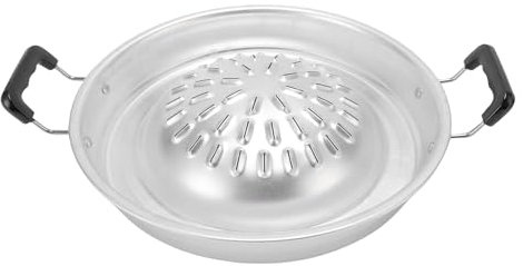 BAOFUYA Thai Korean BBQ Grill Pan, 2 in 1 Even Heating Hot Pot Grill Charcoal Pan Iron Barbecue Tray for Shabu Vegetable Egg Pork (30cm/11.81in Original Color)