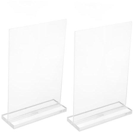 Angoily 2 Stück Stehensschild Anzeigen Staffelei Steht Für Schild Löschen Sie Anzeigeständer Bildhalter Für Tische Inhaber Der Tabellennummer Tischzelte Transparent Acryl