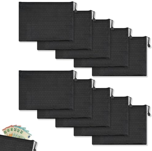10 Stück Geldtasche,24 x 18 cm A5 Geldmappe,Dokumententasche Schwarz,geldmappe,Geldtaschen Banktasche,Aufbewahrungstasche für Haushalt, Büro, Schule, & Wertsachen