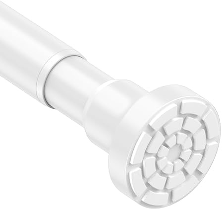 Extendable Shower Curtain Pole 70-135cm, White No Drill | No Drill Heavy Duty Curtain Rod, Waterproof/rustproof, 10kg load, Diameter 2.2cm,for Windows,Bathroom&Holiday Party Hangings
