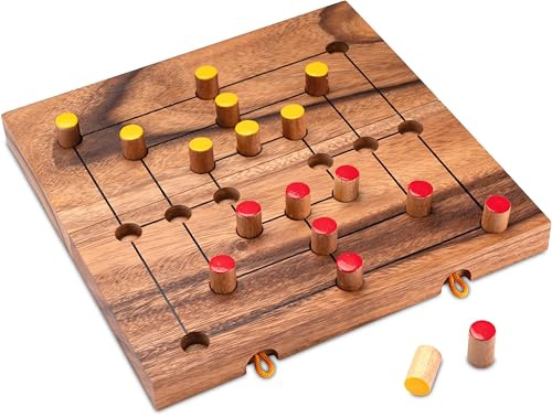 LOGOPLAY Mühle Gr. XL mit klappbarem Spielbrett für 2 Spieler - Strategiespiel aus Holz