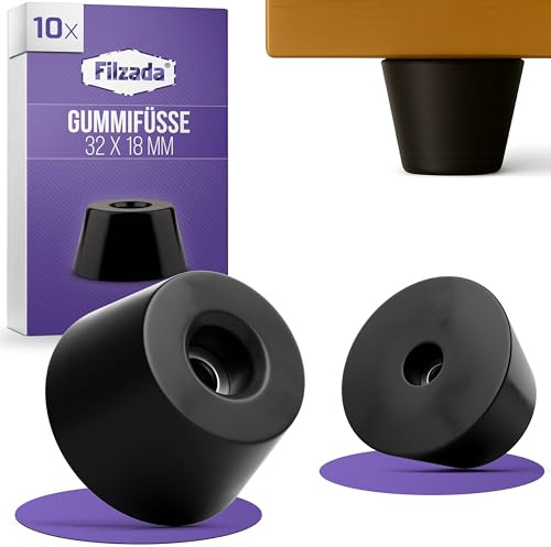 Filzada® 10x Gummipuffer 32x18mm Schraubbar - Anschlagpuffer Gummifüße | Gummistopper, Gummidämpfer, Rubber Feet, Türstopper Gummi - Gummifüße Schraubbar für Lautsprecher, Möbel - rostfrei