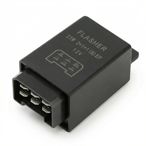 Blinkerrelais 12V 21W - 6-polig Steckmontage Blinker Relais Flachsteckern | Elektronischer Blinkerschalter zur Steckmontage für Traktor Oldtimer, PKW und LKW Referenz 75605146