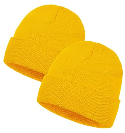 Werownsgso Gorro de punto para hombre, gorro de invierno fino, para hombre y mujer, para días fríos al aire libre, Amarillo*2, Talla única