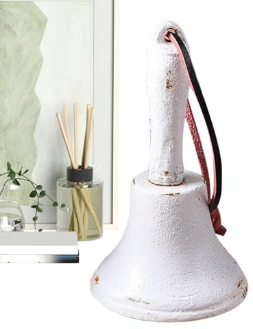 Nybhyjka Piccola campana – Campanello in ghisa, decorazione retrò portatile ad anello per suonare chiamate, servizio di attenzione, scuola, chiesa, matrimonio, casa
