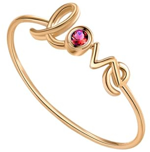 Ayoiow Vorsteckring Gold 585 für Damen, Dünn Liebe mit Rubin Ehering 585 Gold, 14K Gelbgold Goldene Hochzeitsringe für Freundin