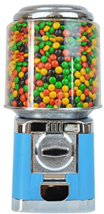 25 Cents Candy Machine, Automatic Candy Vending Machine, Automatic Candy Gumball Dispenser, Bubble Gum Machine, Coin Operated Gumball Bank for Shopping Malls Game Halls Movie Theaters (Blue)