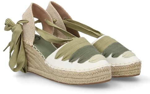 Sandalia Valenciana Tipo Alpargata de Cuna para Mujer con Diseno de Tiras, Cierre de Lazada con Cuerdas. Ideal Primavera Verano. Cierre de Hebilla. Ideal para Uso Diario.