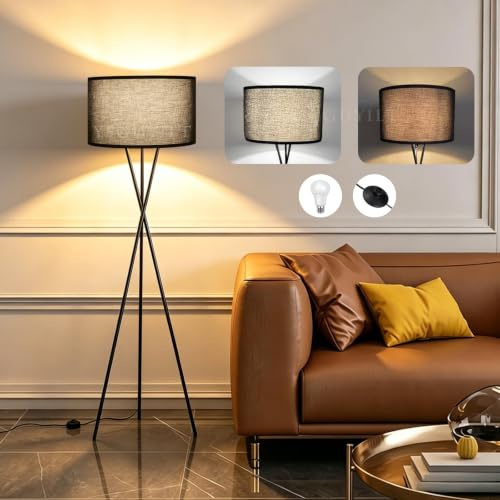 Lampadaire Led à Intensité Variable,Lampe Sur Pied de Style Contemporain, équipée D'Un Trépied Métallique et D'Une Pédale, Ldéale pour Le Salon et La Chambre à Coucher, Luminaire Sur Pied
