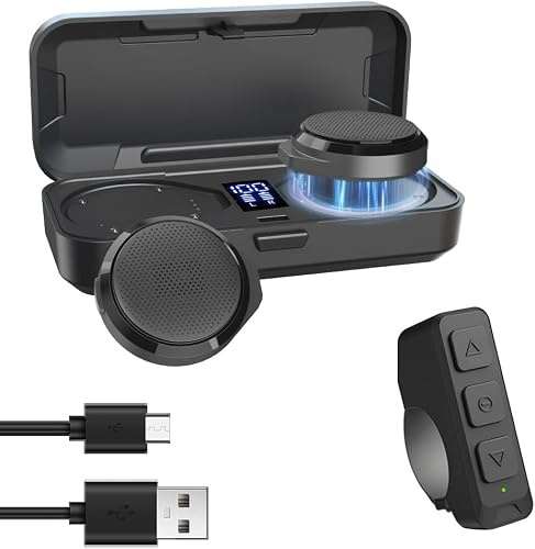 OBEST Écouteurs TWS Bluetooth pour Casque Moto, Bluetooth 5.3 avec ANC Réduction Active du Bruit, Boîtier de Charge Batterie 1900mAh, Montage Rapide Tous Casques