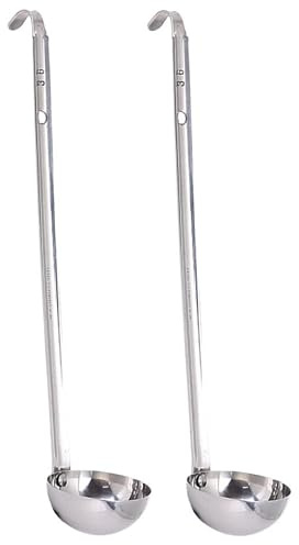 CALLARON Louche à Soupe Inox 2pcs 10ml Crochet Manche Long Ustensile de Service pour Buffet et Restaurant