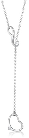 Elli Women's 925 Sterling Silver Diamond Infinity Y-Chain Heart Pendant with Chain of Length 45 cm