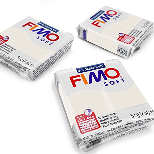 FIMO Modelliermasse aus weichem Polymer für den Ofen, die beliebtesten Farben, 57 g, 3 Stück, Weiß