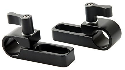 NICEYRIG 15mm Rod Clamp Mount Rail Pole Clamp with Long Hole on Cheese Plate/Cage/Handle for Rod Extension(2pcs)